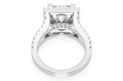 3.00CT PRINCESS SOLITAIRE - TWO ROW SPLIT - DIAMOND ENGAGEMENT RING