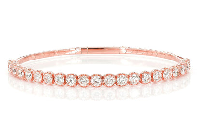 15PT DIAMOND FLEX BANGLE TENNIS BRACELET 3.75CTW 14K SOLID GOLD