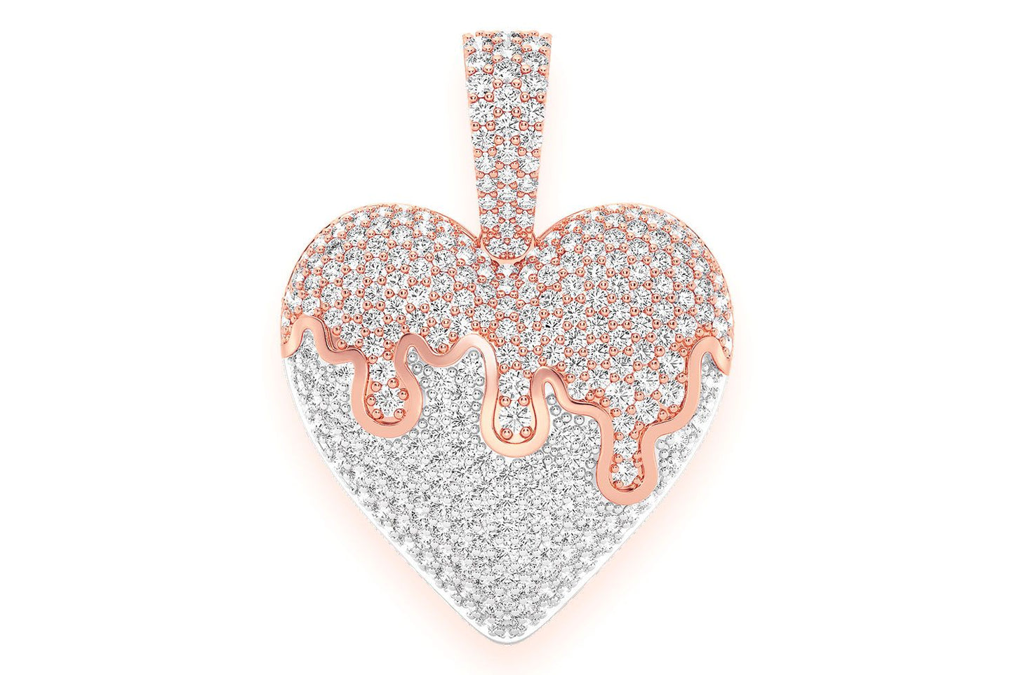 DRIPPING HEART DIAMOND PENDANT 14K SOLID GOLD 1.25CTW