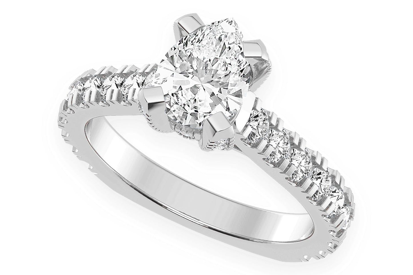 THINN - 1.00CT PEAR SOLITAIRE - SINGLE ROW SCALLOP - DIAMOND ENGAGEMENT RING