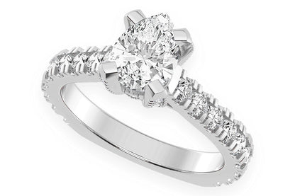 THINN - 1.00CT PEAR SOLITAIRE - SINGLE ROW SCALLOP - DIAMOND ENGAGEMENT RING
