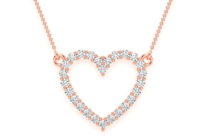 OPEN HEART DIAMOND NECKLACE CONNECTED 14K SOLID GOLD 0.35CTW
