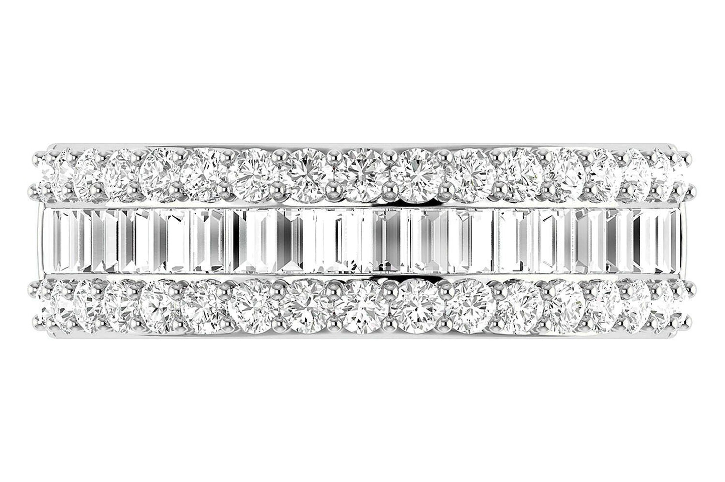 BORDER BAGUETTE & ROUND DIAMOND RING 14K SOLID GOLD 1.20CTW