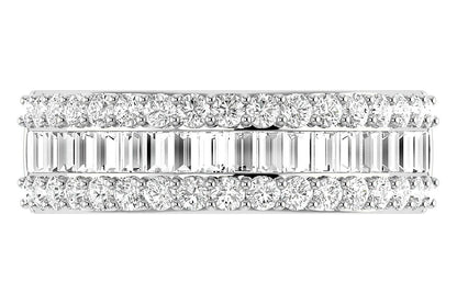 BORDER BAGUETTE & ROUND DIAMOND RING 14K SOLID GOLD 1.20CTW