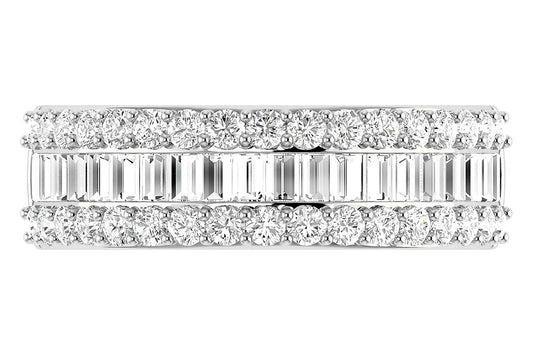 BORDER BAGUETTE & ROUND DIAMOND RING 14K SOLID GOLD 1.20CTW