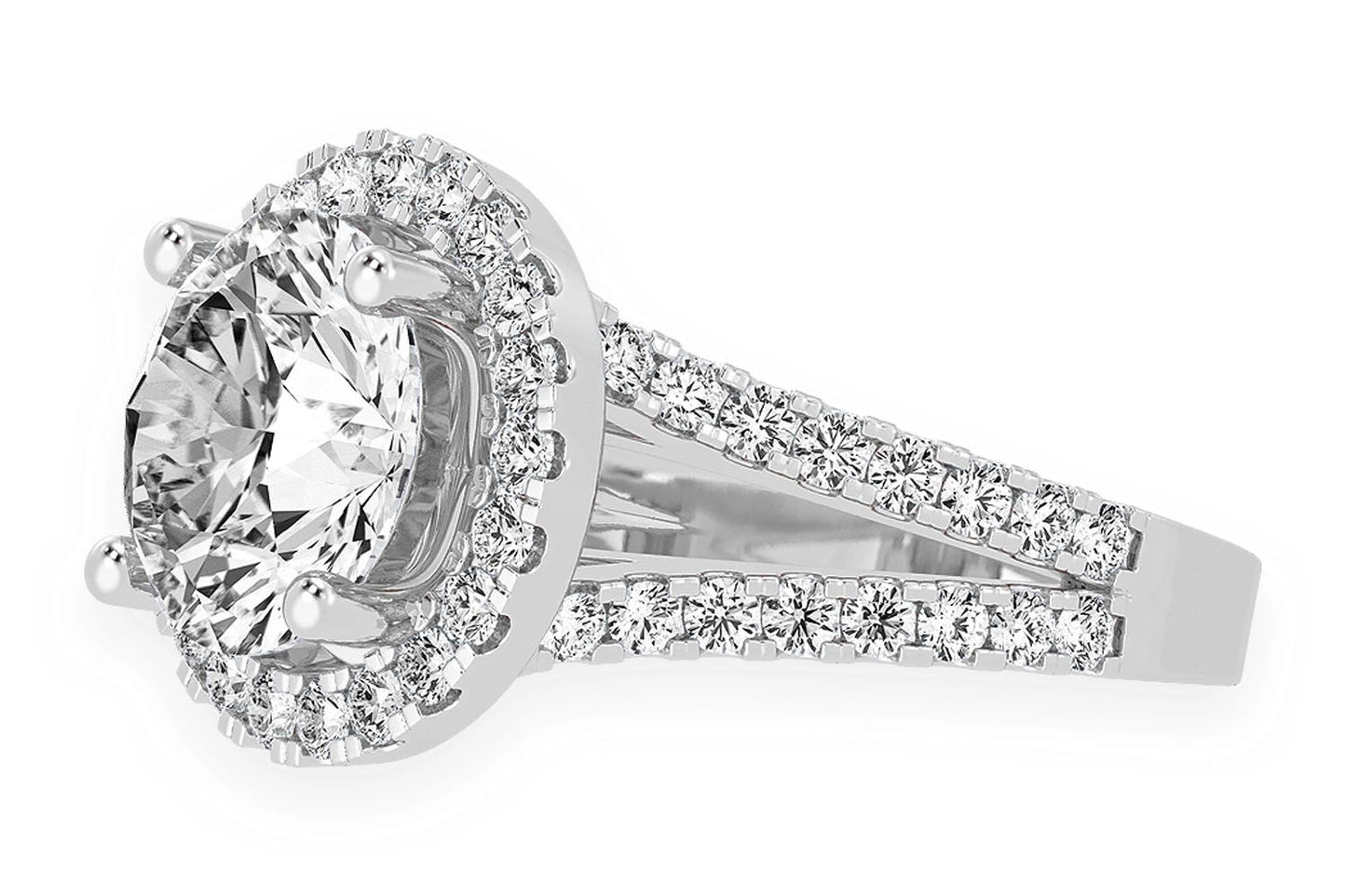 3.00CT ROUND SOLITAIRE - TWO ROW SPLIT - DIAMOND ENGAGEMENT RING