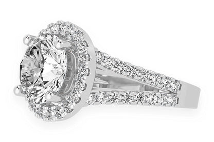 3.00CT ROUND SOLITAIRE - TWO ROW SPLIT - DIAMOND ENGAGEMENT RING