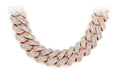 20MM RAISED BAGUETTE DIAMOND CUBAN LINK NECKLACE 14K SOLID GOLD 55.10CTW