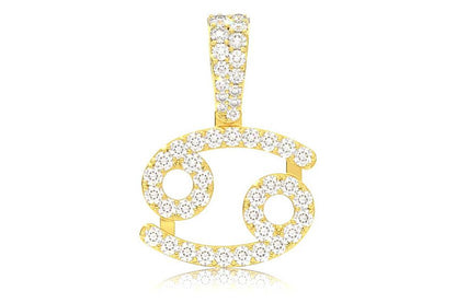 CANCER ZODIAC DIAMOND PENDANT 14K SOLID GOLD 0.87CTW