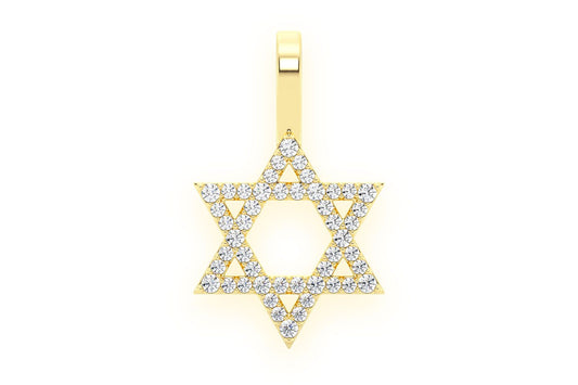 STAR OF DAVID DIAMOND PENDANT 14K SOLID GOLD 0.25CTW