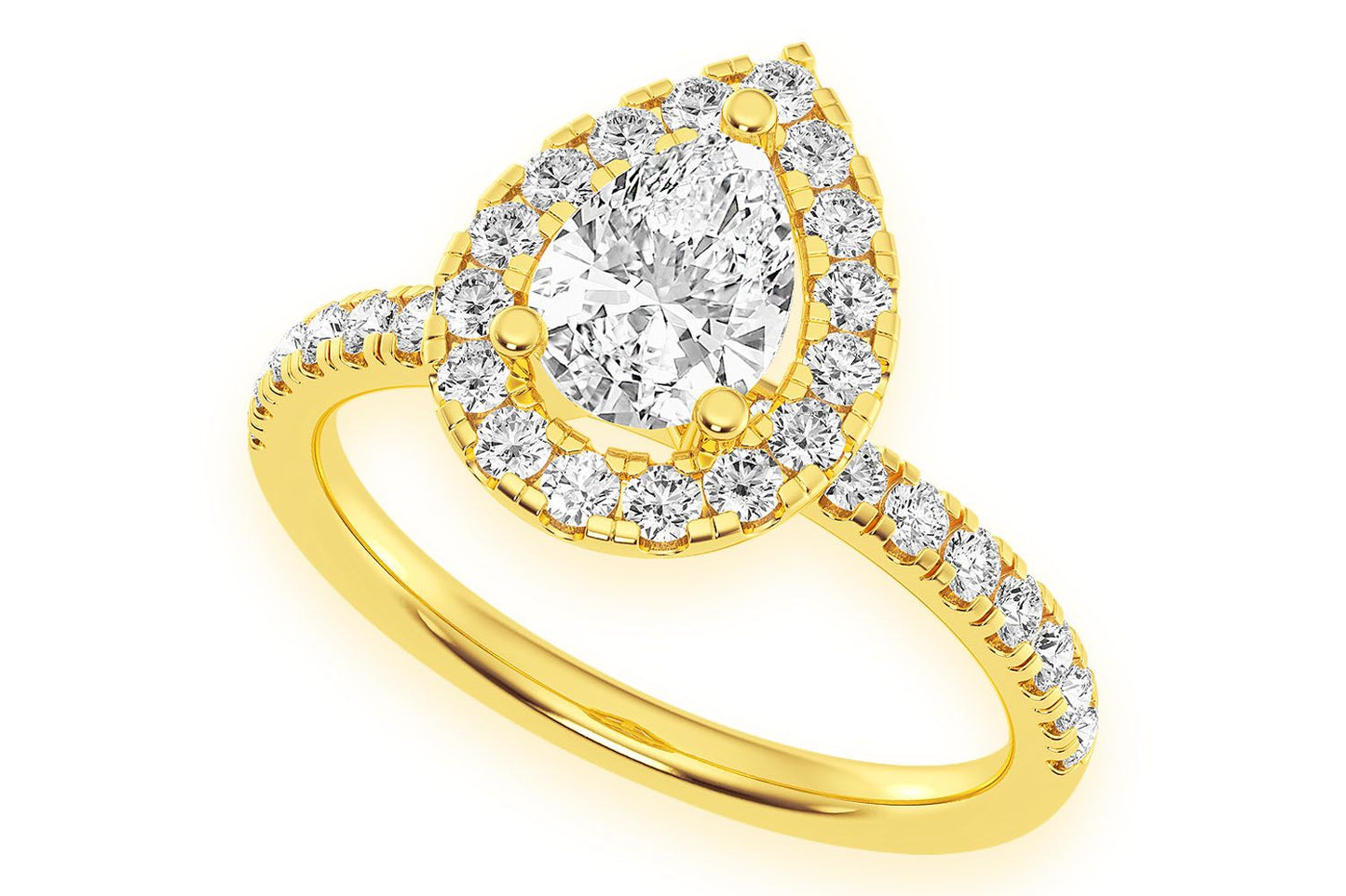 THAV - 0.75CT SOLITAIRE PEAR SHAPE HALO - DIAMOND ENGAGEMENT RING