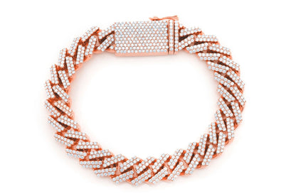 11MM RAISED DIAMOND CUBAN LINK BRACELET 14K SOLID GOLD 8.50CTW