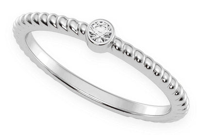 INEL ROTUND CU BEZEL ȘNUR ȘI DIAMANT, AUR MASIV DE 14K, 0.05CT