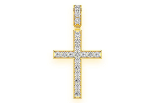 MIRACLE SET CROSS DIAMOND PENDANT 14K SOLID GOLD 0.75CTW