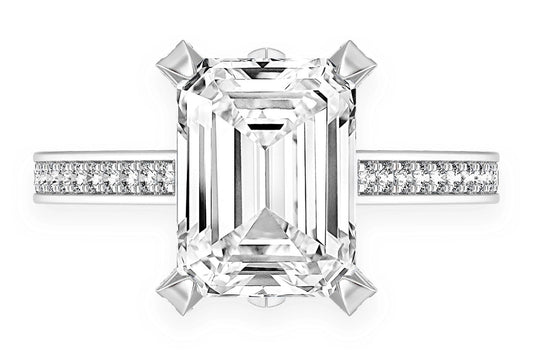 CHANT - 3.00CT EMERALD CUT SOLITAIRE - KNIFE EDGE - DIAMOND ENGAGEMENT RING