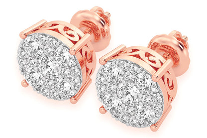 CERCEI CU DIAMANTE ȘI MOZAIC DE 3,00 CT, AUR MASIV DE 14K