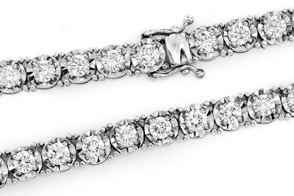 15PT MIRACLE SET DIAMOND TENNIS NECKLACE 14K SOLID GOLD 15.33CTW