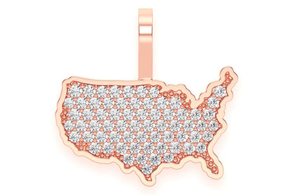 UNITED STATES OF AMERICA DIAMOND PENDANT 14K SOLID GOLD 0.30CTW