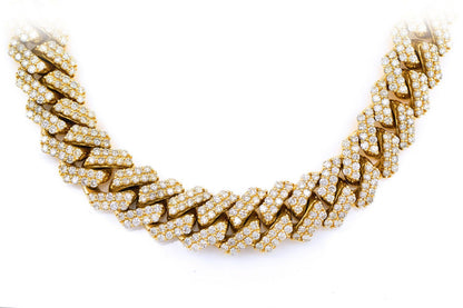 14MM RAISED PRONG DIAMOND CUBAN NECKLACE 14K SOLID GOLD 38.00CTW