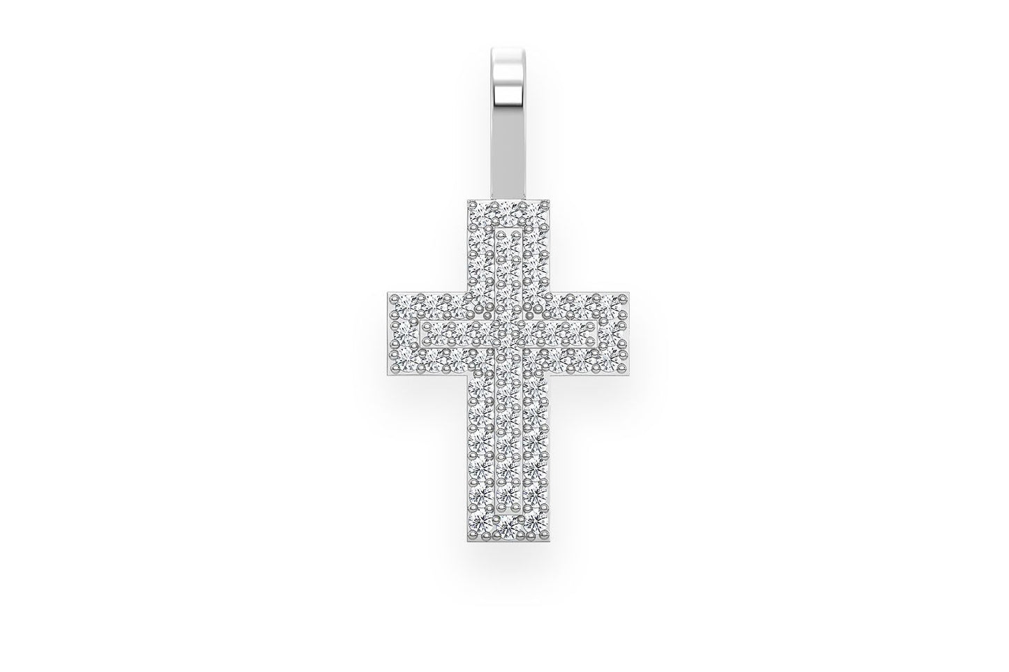 TWO LAYER CROSS DIAMOND PENDANT 14K SOLID GOLD .25CTW
