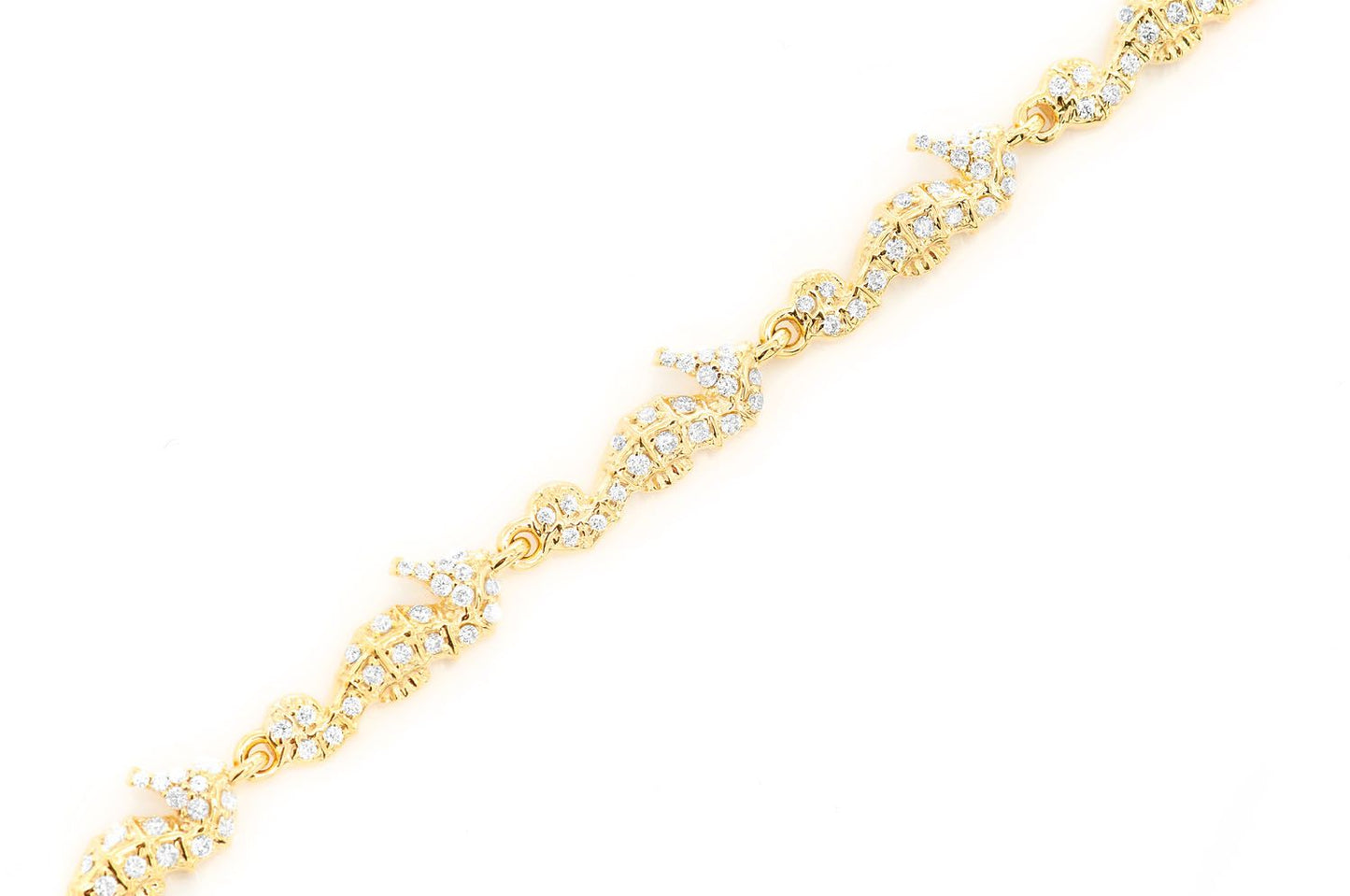 SEAHORSE ETERNITY DIAMOND BRACELET 14K SOLID GOLD 1.35CTW