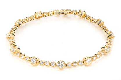 ELEVEN STATION CROWN SET DIAMOND TENNIS BRACELET 14K SOLID GOLD 3.70CTW