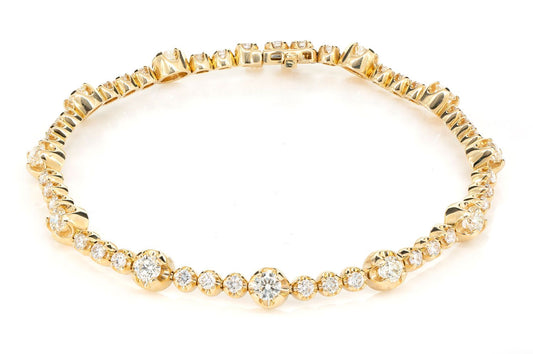 ELEVEN STATION CROWN SET DIAMOND TENNIS BRACELET 14K SOLID GOLD 3.70CTW