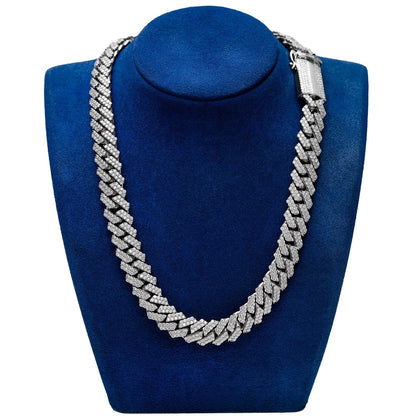 14MM RAISED PRONG DIAMOND CUBAN NECKLACE 14K SOLID GOLD 38.00CTW