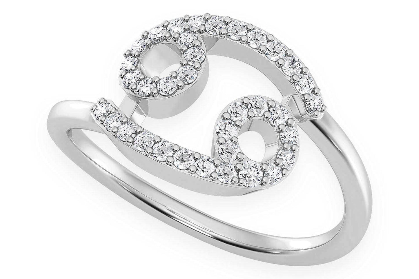 CANCER ZODIAC DIAMOND RING 14K SOLID GOLD 0.20CTW