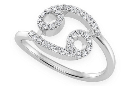 CANCER ZODIAC DIAMOND RING 14K SOLID GOLD 0.20CTW