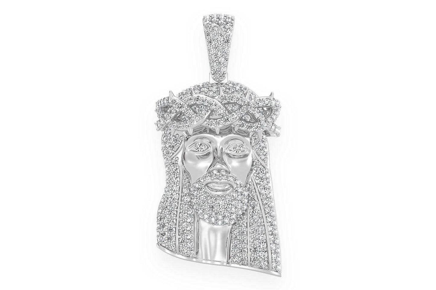 JESUS DIAMOND PENDANT 14K SOLID GOLD 1.50CTW