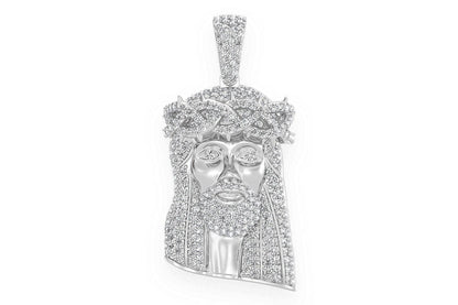 JESUS DIAMOND PENDANT 14K SOLID GOLD 1.50CTW