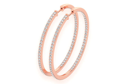 CERCEI MARI CU DIAMANTE, VERTICALE, AUR MASIV DE 14K, 4.00CT