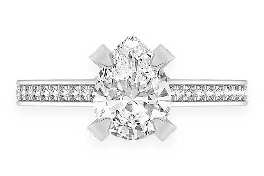 CHANT - 1.50CT PEAR SOLITAIRE - DELUXE ONE ROW SCALLOP - DIAMOND ENGAGEMENT RING