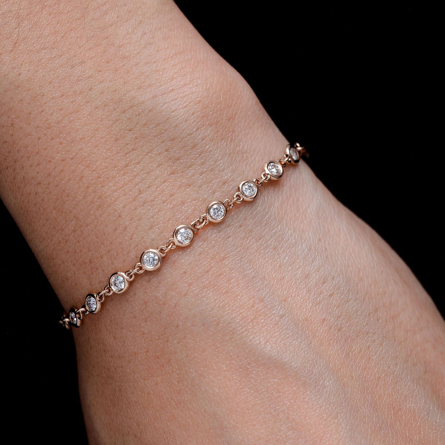 BRĂȚARĂ ROLO CU LUNETĂ CU DIAMANT, AUR MASIV DE 14K, 0.70CT