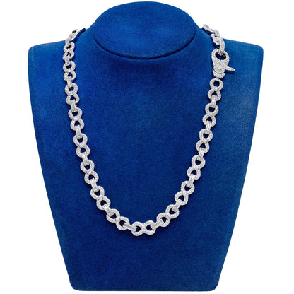 BEZEL INFINITY DIAMOND LINK NECKLACE 14K SOLID GOLD 20.60CTW