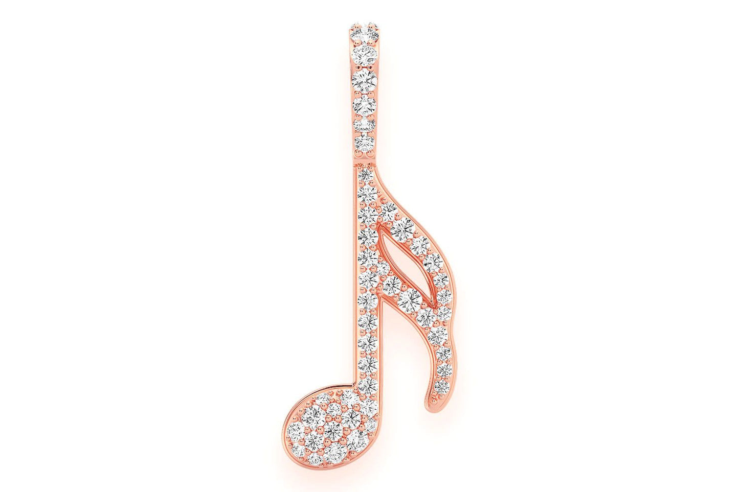 SEMIQUAVER MUSICAL NOTE DIAMOND PENDANT 14K SOLID GOLD 0.50CTW