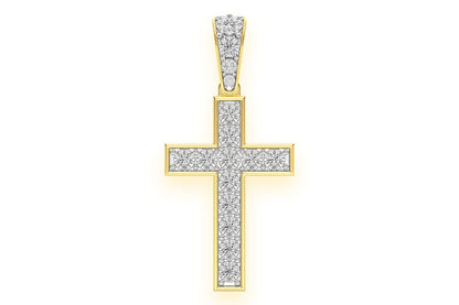 MIRACLE SET CROSS DIAMOND PENDANT 14K SOLID GOLD 0.25CTW