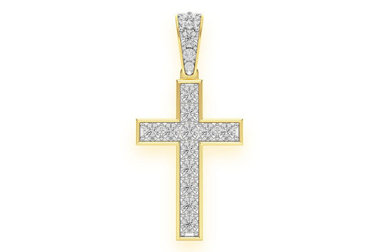 MIRACLE SET CROSS DIAMOND PENDANT 14K SOLID GOLD 0.25CTW