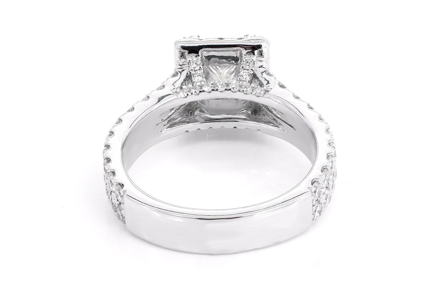 SPHINX - PRINCESS HALO SPLIT SHANK DIAMOND RING 14K SOLID GOLD 2.72CTW