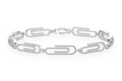 PAPER CLIP ETERNITY DIAMOND BRACELET 14K SOLID GOLD 1.85CTW