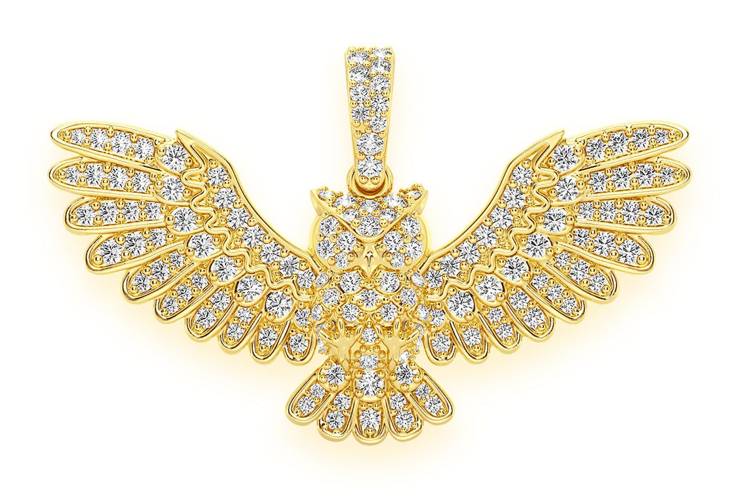 Pandantiv Bufniță cu Diamant, Aur Masiv de 14K, 0.75CT