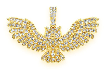 Pandantiv Bufniță cu Diamant, Aur Masiv de 14K, 0.75CT
