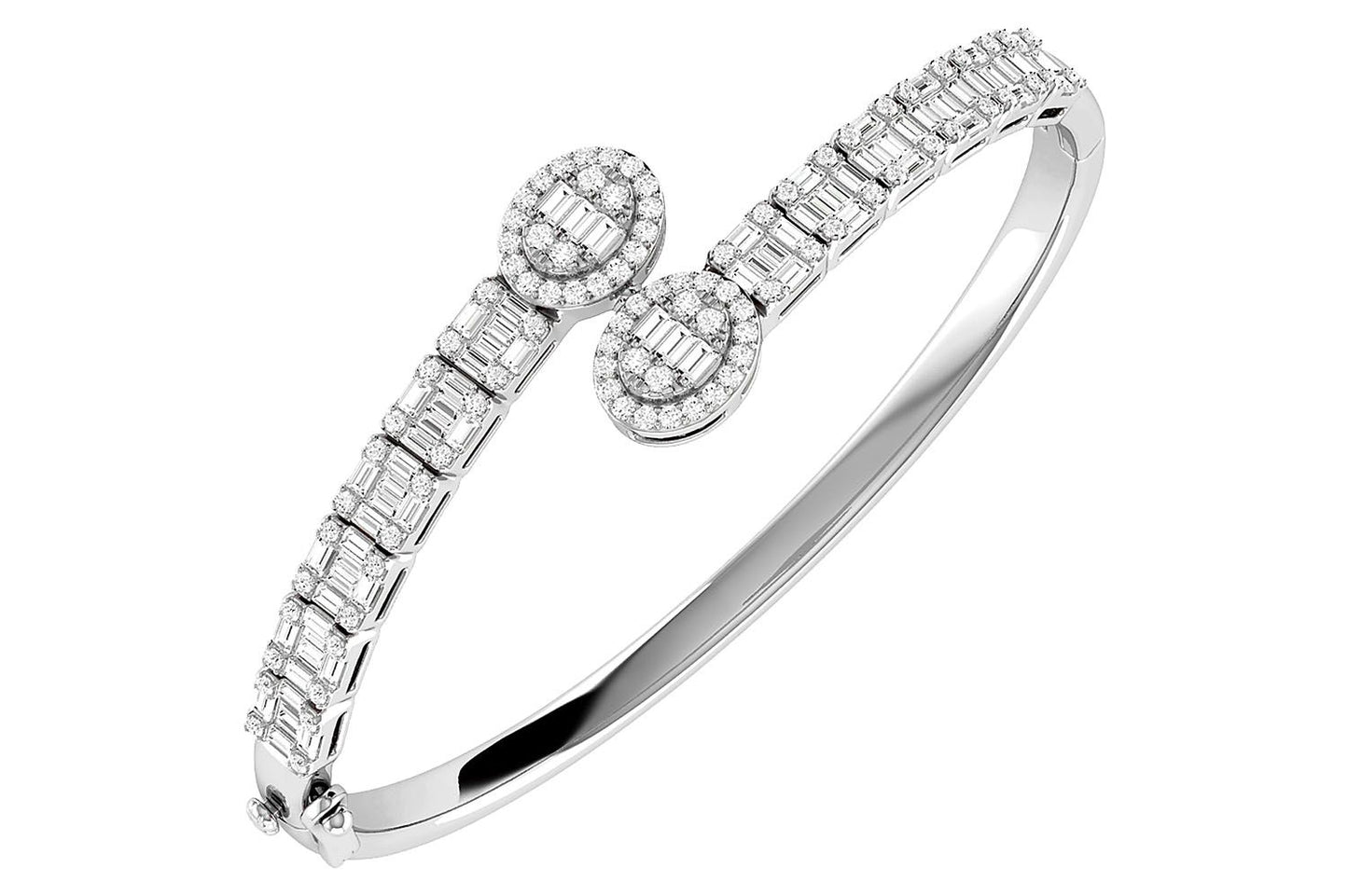 DIAMOND BYPASS BRACELET 14K SOLID GOLD 2.85CTW