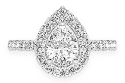 THAV - 0.75CT SOLITAIRE PEAR SHAPE HALO - DIAMOND ENGAGEMENT RING