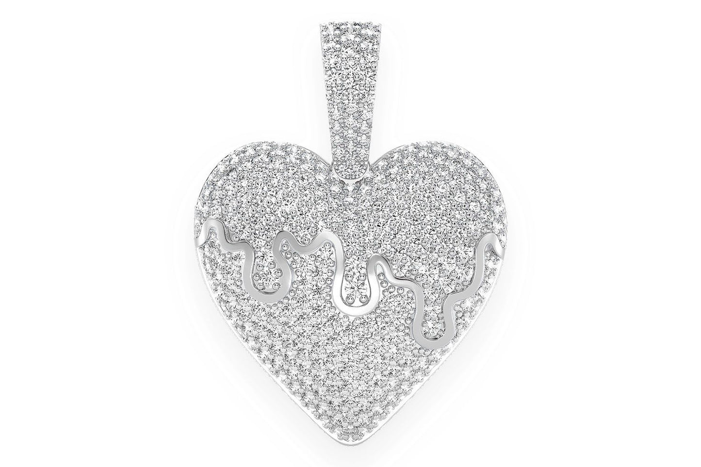 DRIPPING HEART DIAMOND PENDANT 14K SOLID GOLD 1.25CTW