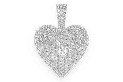 DRIPPING HEART DIAMOND PENDANT 14K SOLID GOLD 1.25CTW