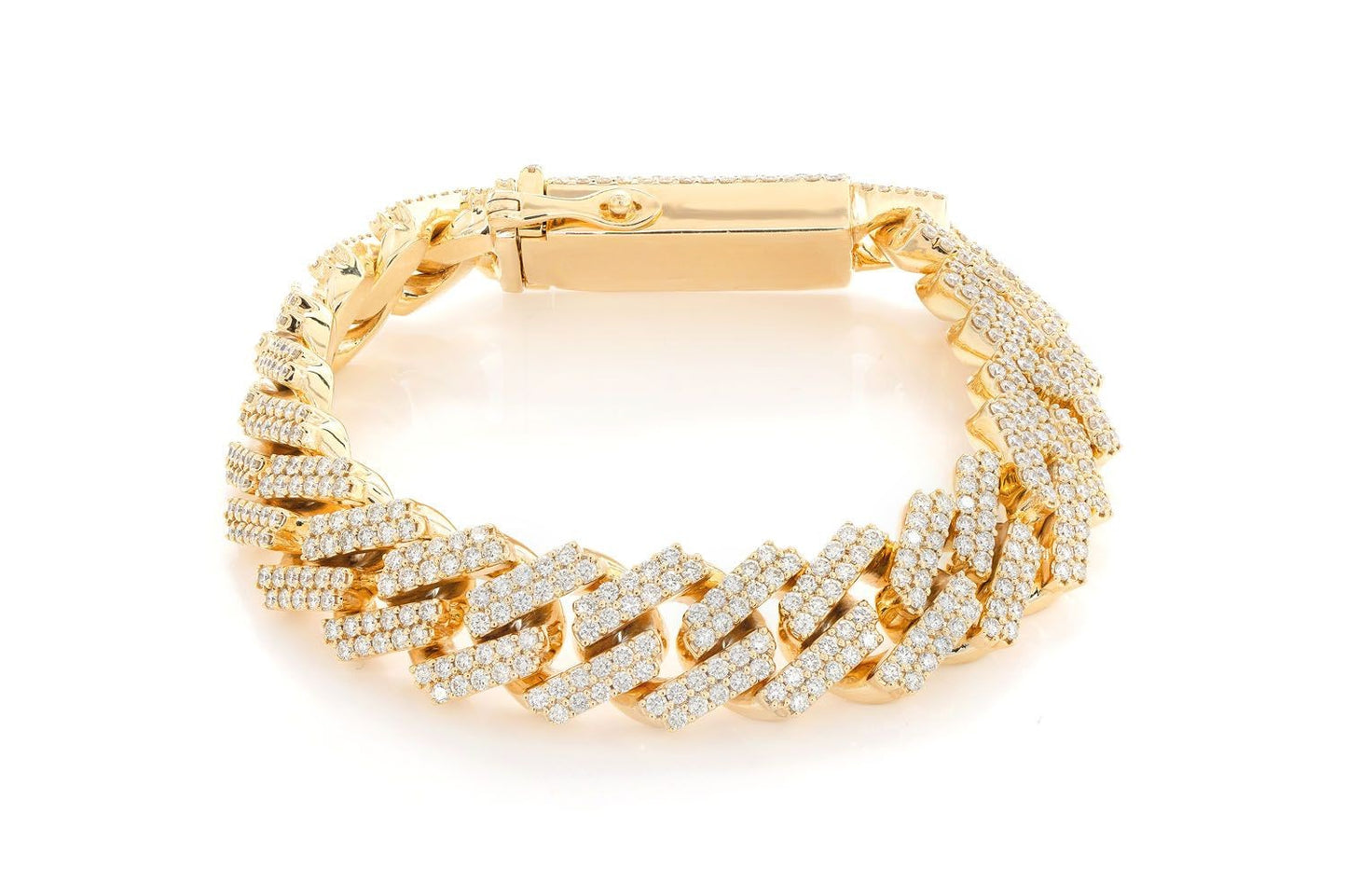 14MM RAISED MIAMI CUBAN DIAMOND BRACELET 14K SOLID GOLD 13.75CTW