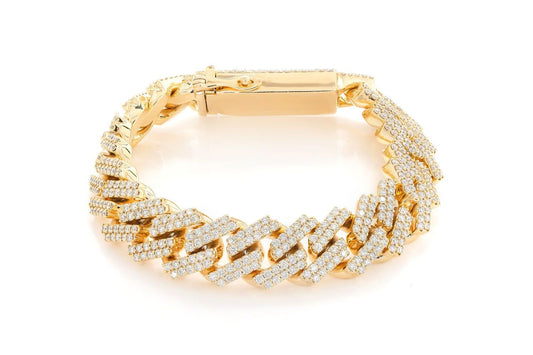 14MM RAISED MIAMI CUBAN DIAMOND BRACELET 14K SOLID GOLD 13.75CTW