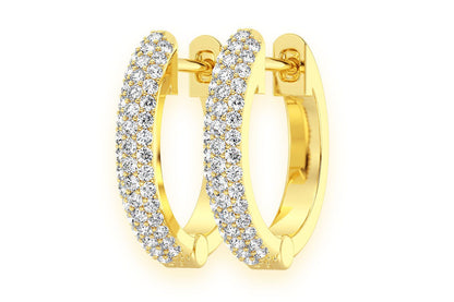 THREE ROW BUBBLY HOOP DIAMOND EARRINGS 14K SOLID GOLD 0.20CTW